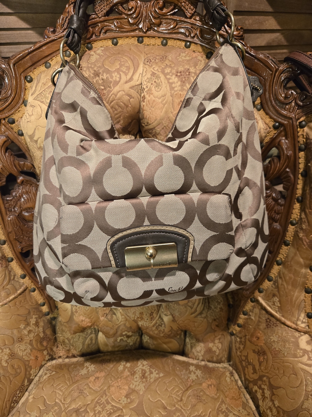 Coach Signature Hobo Bag in Brown/Tan